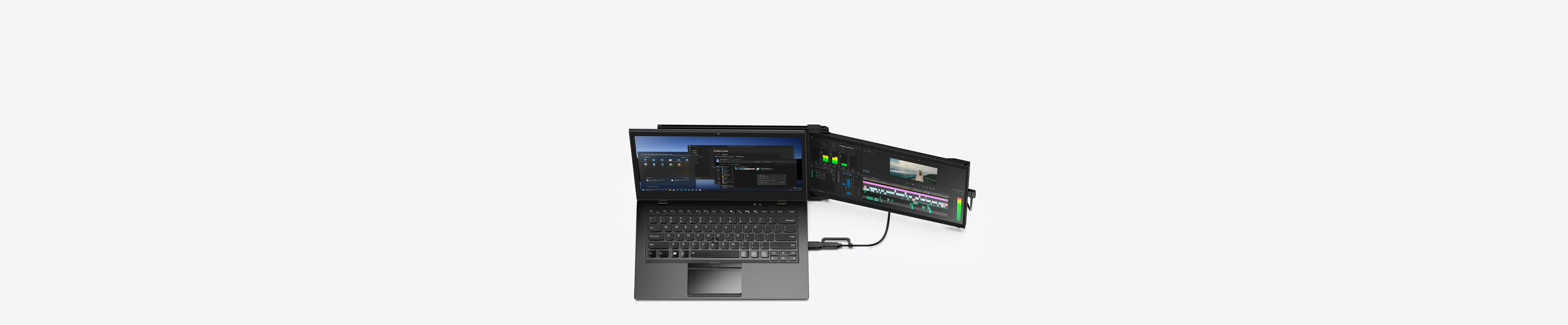 Portable dual monitor for laptop side style